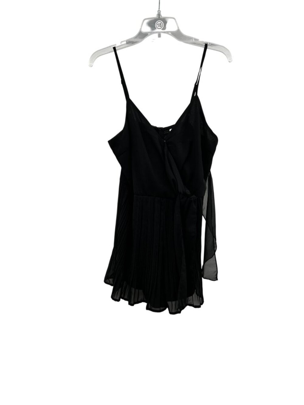 She+Sky Sleeveless Romper Pleated Bow Black Womens Size Large New
